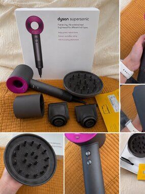 Dyson Supersonic Hair Dryer Iron/Fuchsia HD01 With Attachments & Box